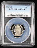 1985-S Jefferson Proof Nickel 5c PCGS PR70 DCAM Deep Cameo