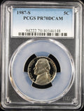 1987-S 5c Jefferson PCGS PR70DCAM