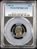 1987-S 5c Jefferson PCGS PR70DCAM