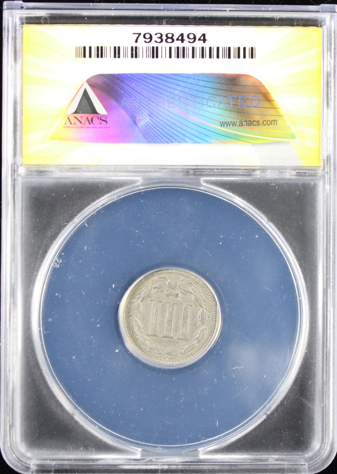 1866 3CN ANACS VF30 Clashed Dies