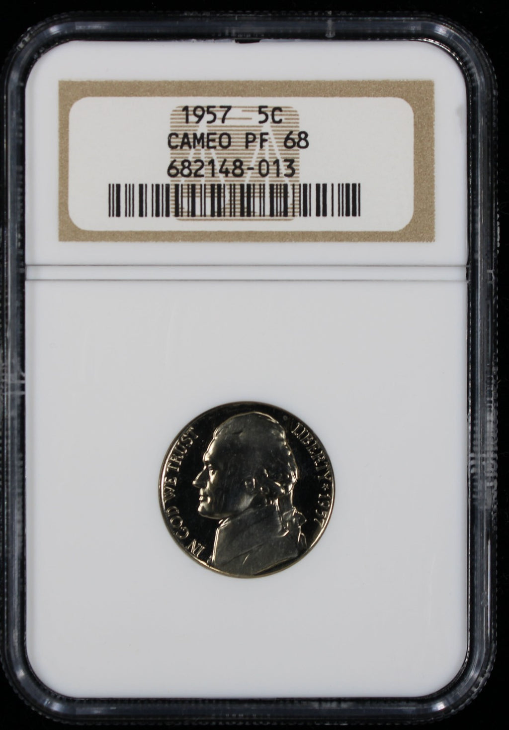 1957 Jefferson Proof Nickel 5c NGC PF68 Cameo