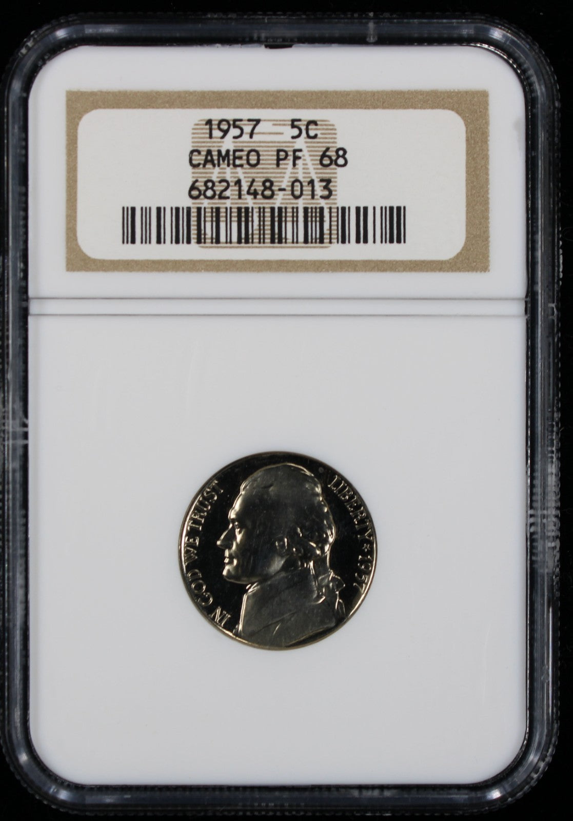 1957 Jefferson Proof Nickel 5c NGC PF68 Cameo