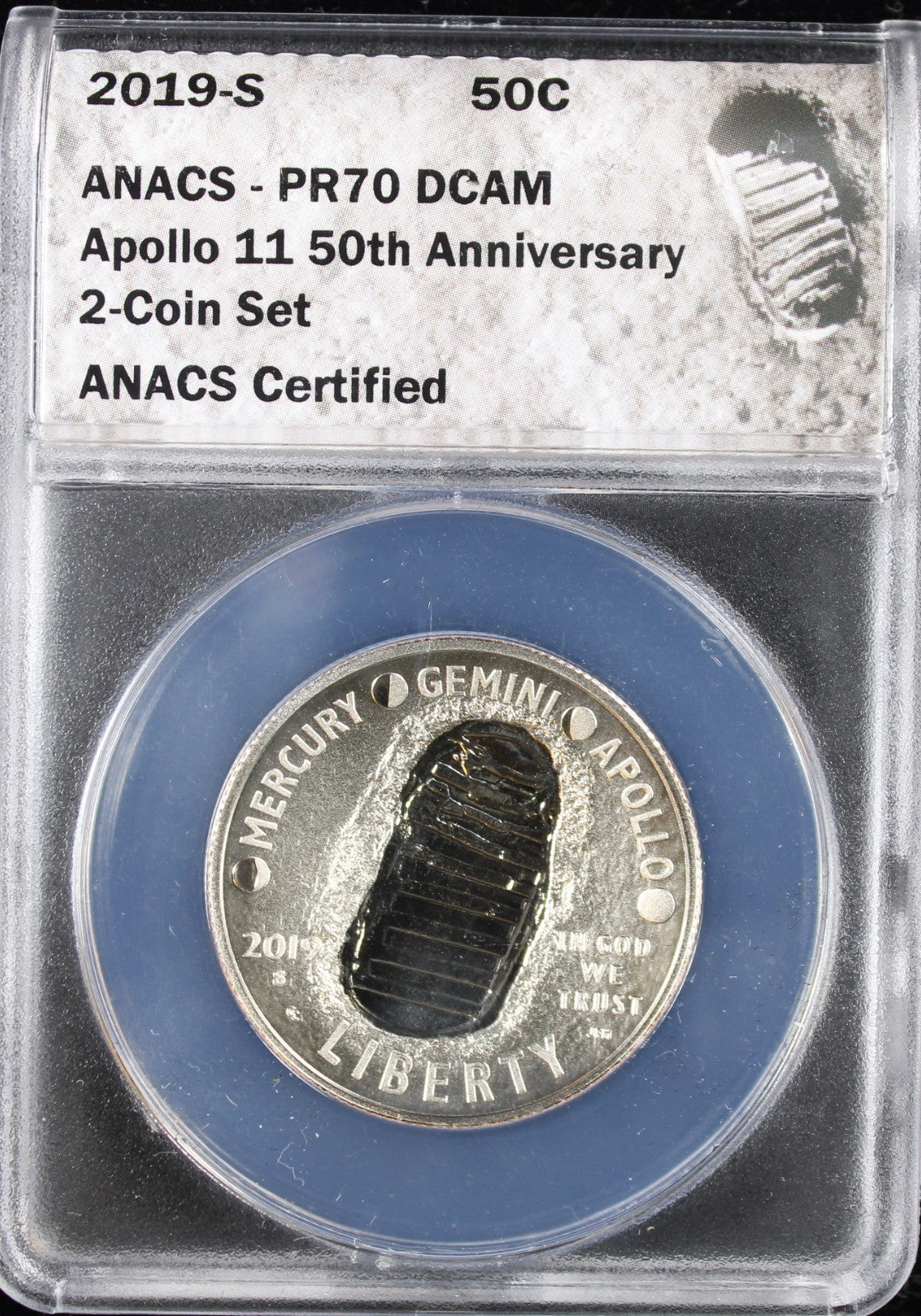 2019-S Apollo 11 50th Anniversary 50c ANACS PR70DCAM