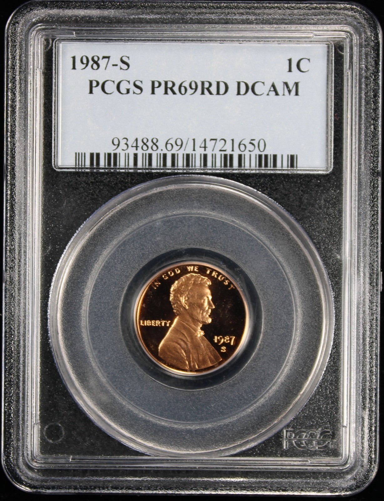 1987-S Proof Lincoln Cent 1c PCGS PR69 Rd RED Deep Cameo