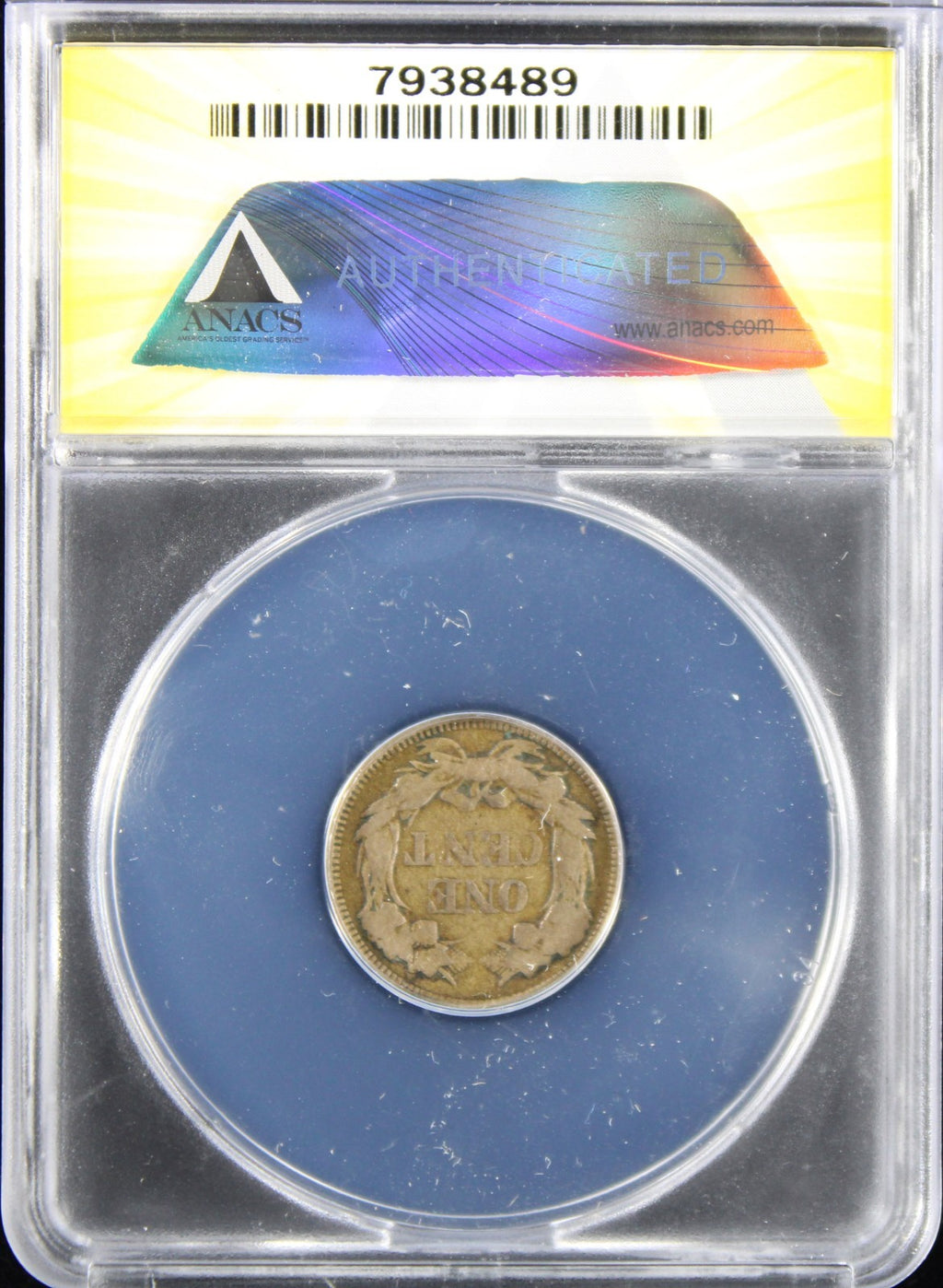 1857 Flyer Cent 1c ANACS VG8 Details
