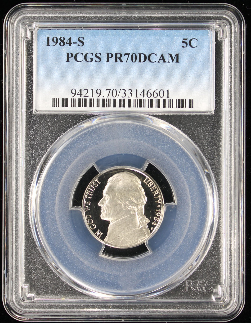 1984-S Jefferson Proof Nickel 5c PCGS PR70 DCAM Deep Cameo