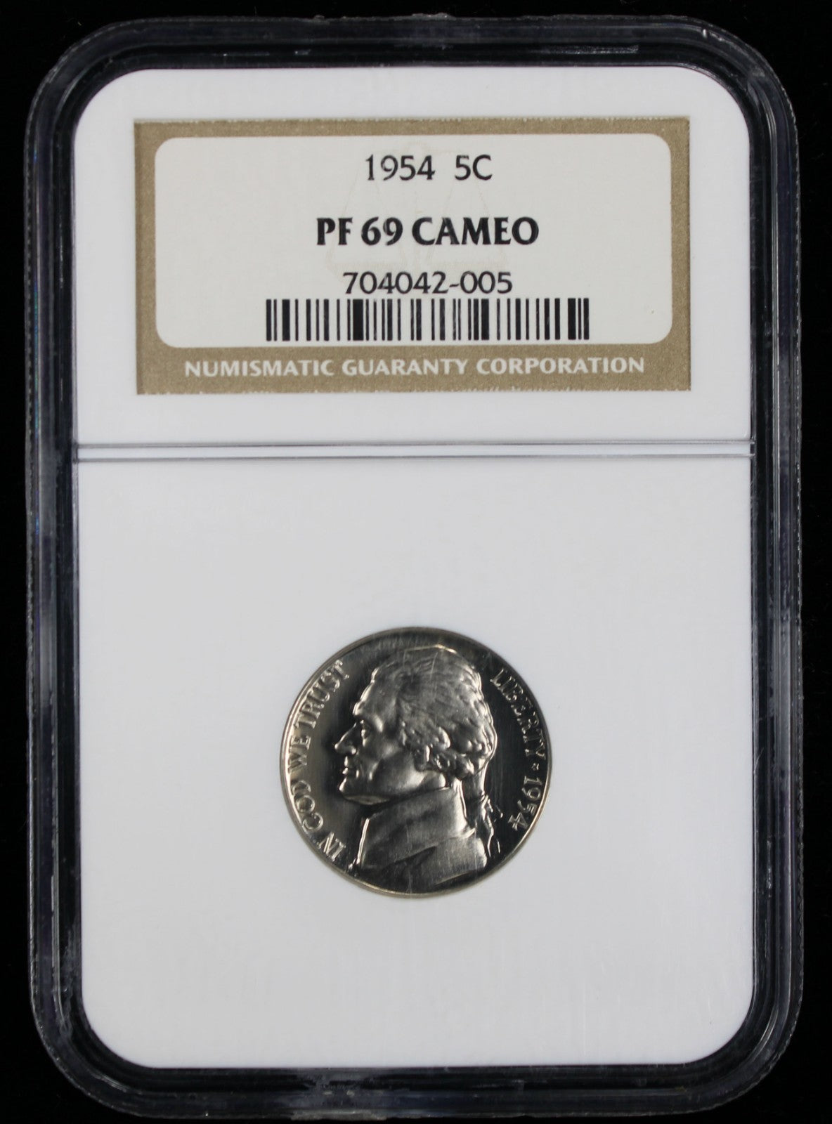 1954 Jefferson Proof Nickel 5c NGC PF69 Cameo