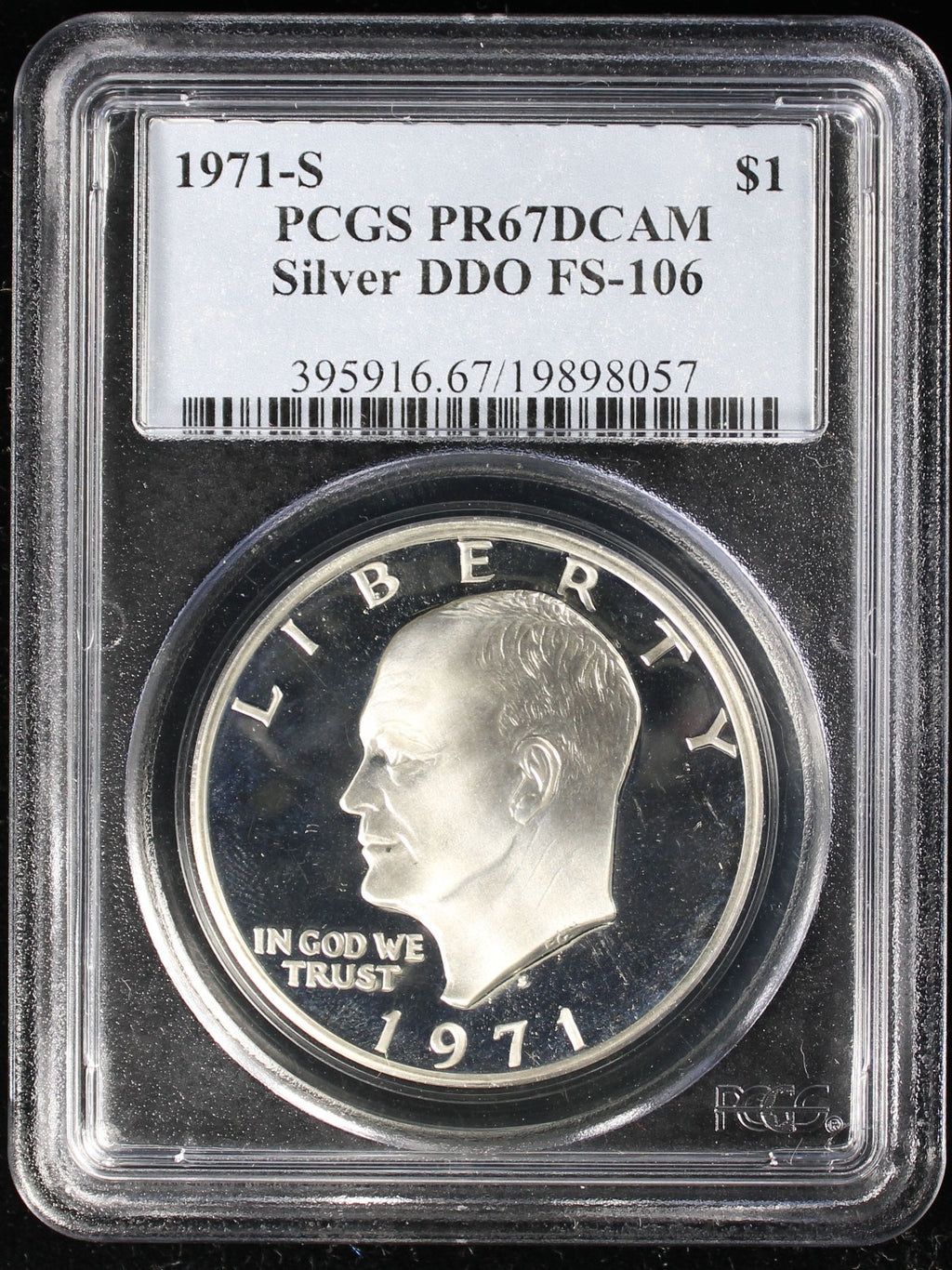 1971-S Eisenhower Silver Dollar $1 PCGS PR67Deep Cameo DDO FS-106