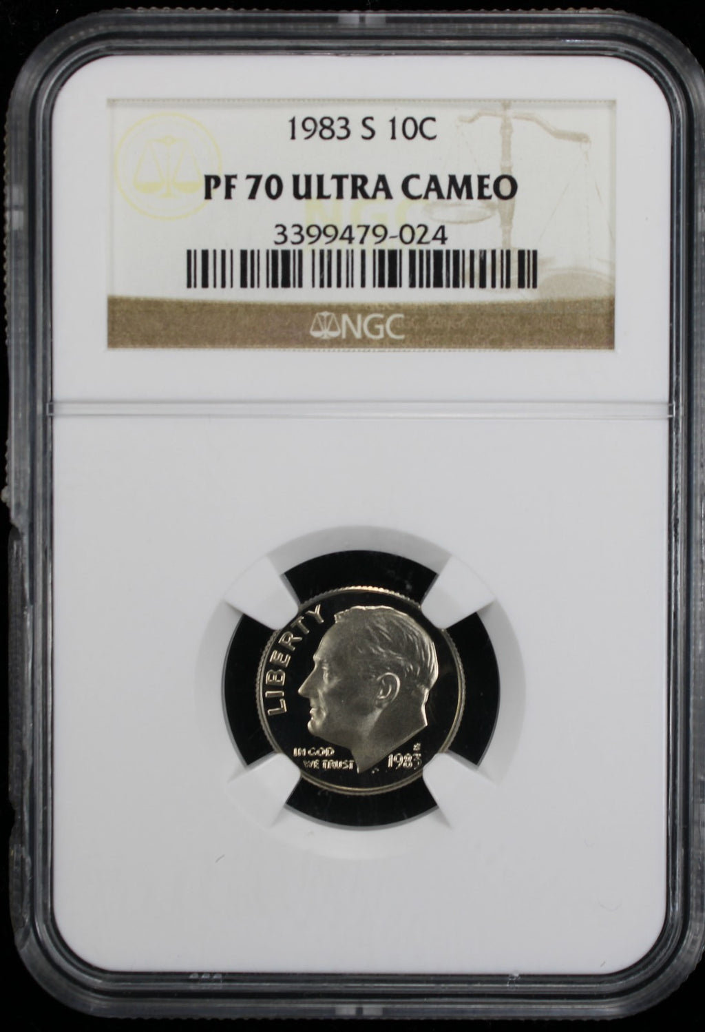 1983-S Proof Roosevelt Dime 10c NGC PF70 UCAM Ultra Cameo