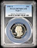 1981-S Proof Washington Quarter Type 1 25c PCGS PR70 DCAM Deep Cameo