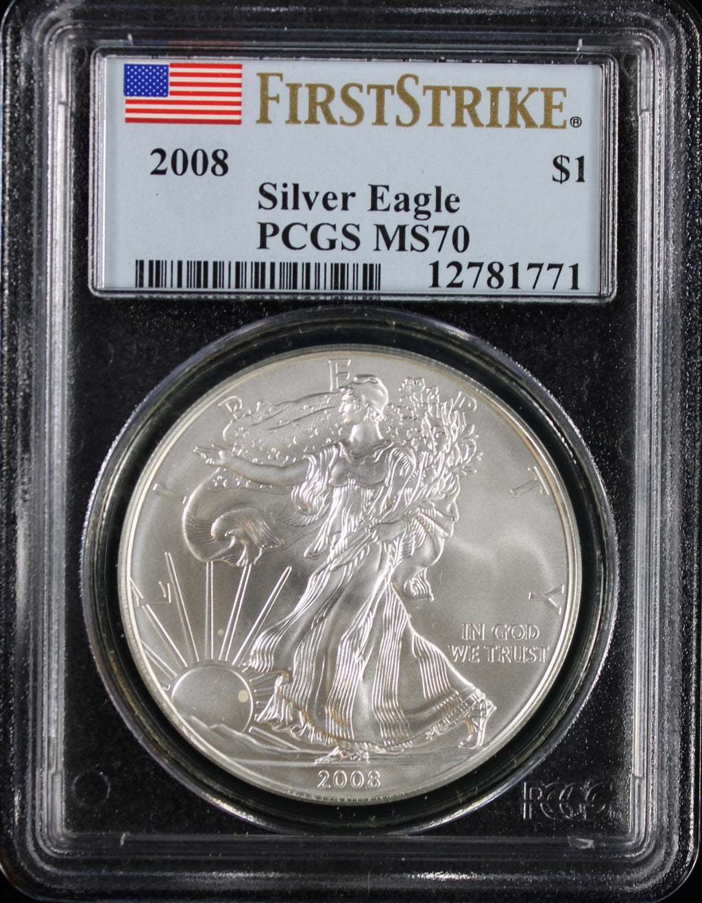 2008 Silver Eagle PCGS MS70 First Strike