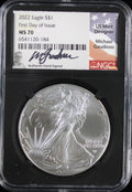 2022 Silver Eagle NGC MS70 Guadioso Signed First Day of Issue