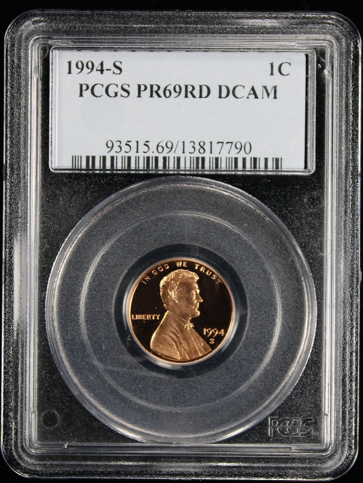 1994-S Proof Lincoln Cent 1c PCGS PR69 Rd RED Deep Cameo
