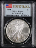 2008 Silver Eagle PCGS MS70 First Strike