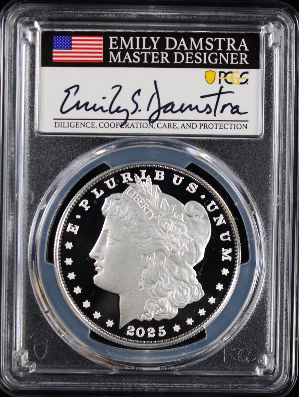 2025-S $1 Morgan PCGS PR70DCAM Advanced Release Emily Damstra Signature