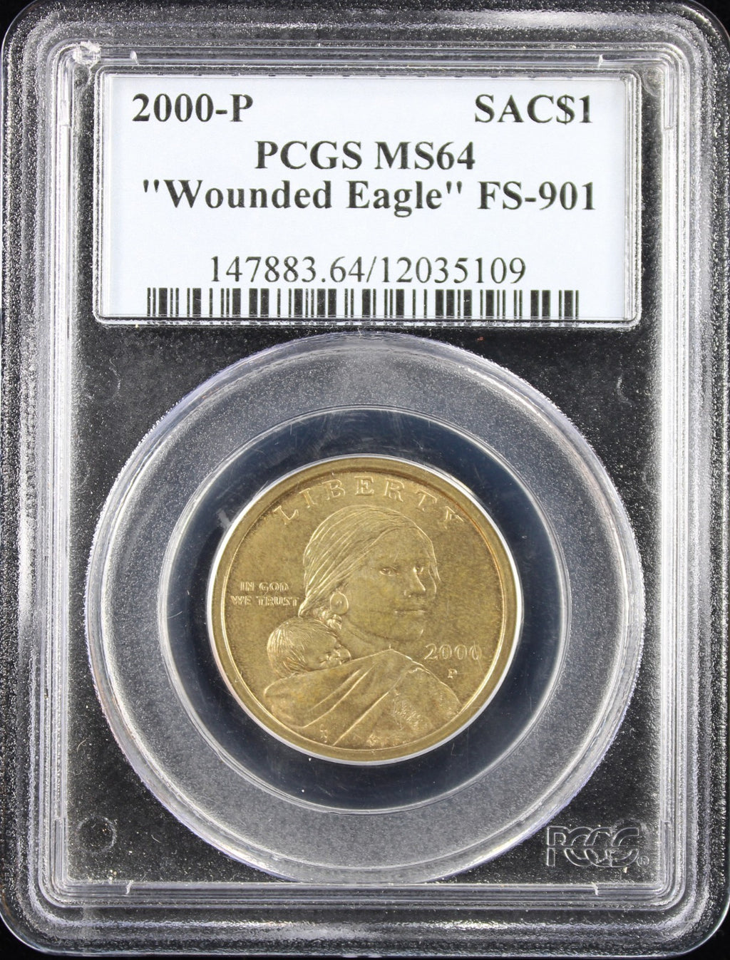 2000-P Sacagawea Dollar $1 PCGS MS64 Wounded Eagle