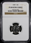 1959 Proof Roosevelt Silver Dime 10c NGC PF68  UC Ultra Cameo