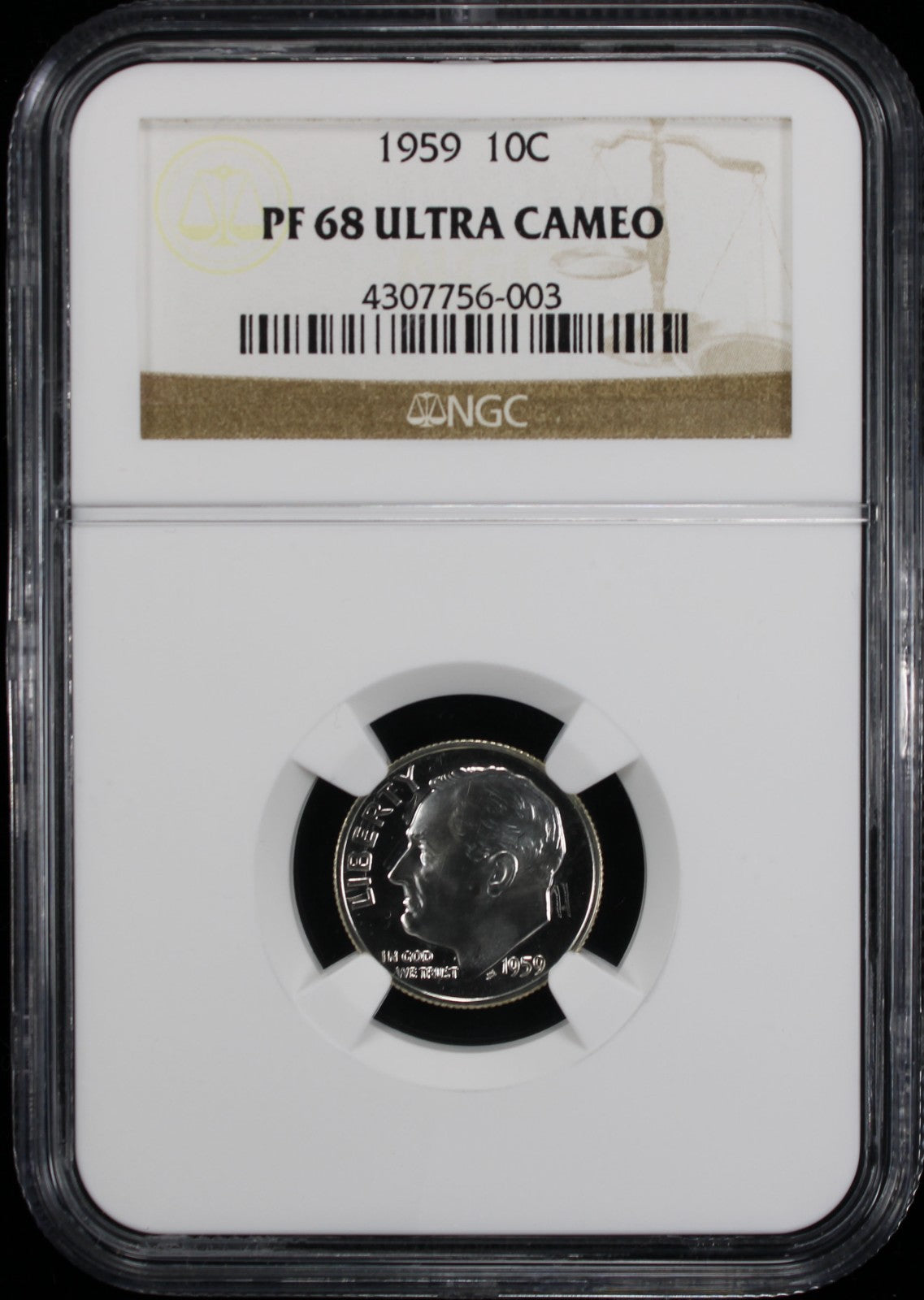 1959 Proof Roosevelt Silver Dime 10c NGC PF68  UC Ultra Cameo