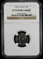 1992-S Proof Roosevelt Dime 10c NGC PF70 UCAM Ultra Cameo Clad