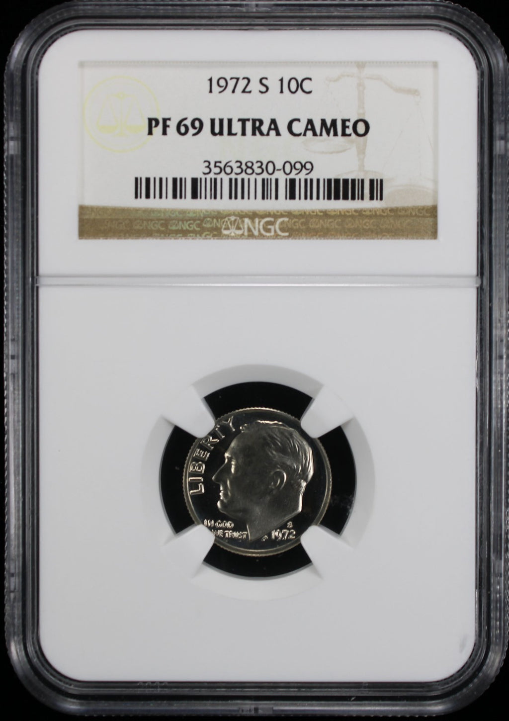 1972-S Proof Roosevelt Dime 10c NGC PF69 UC Ultra Cameo