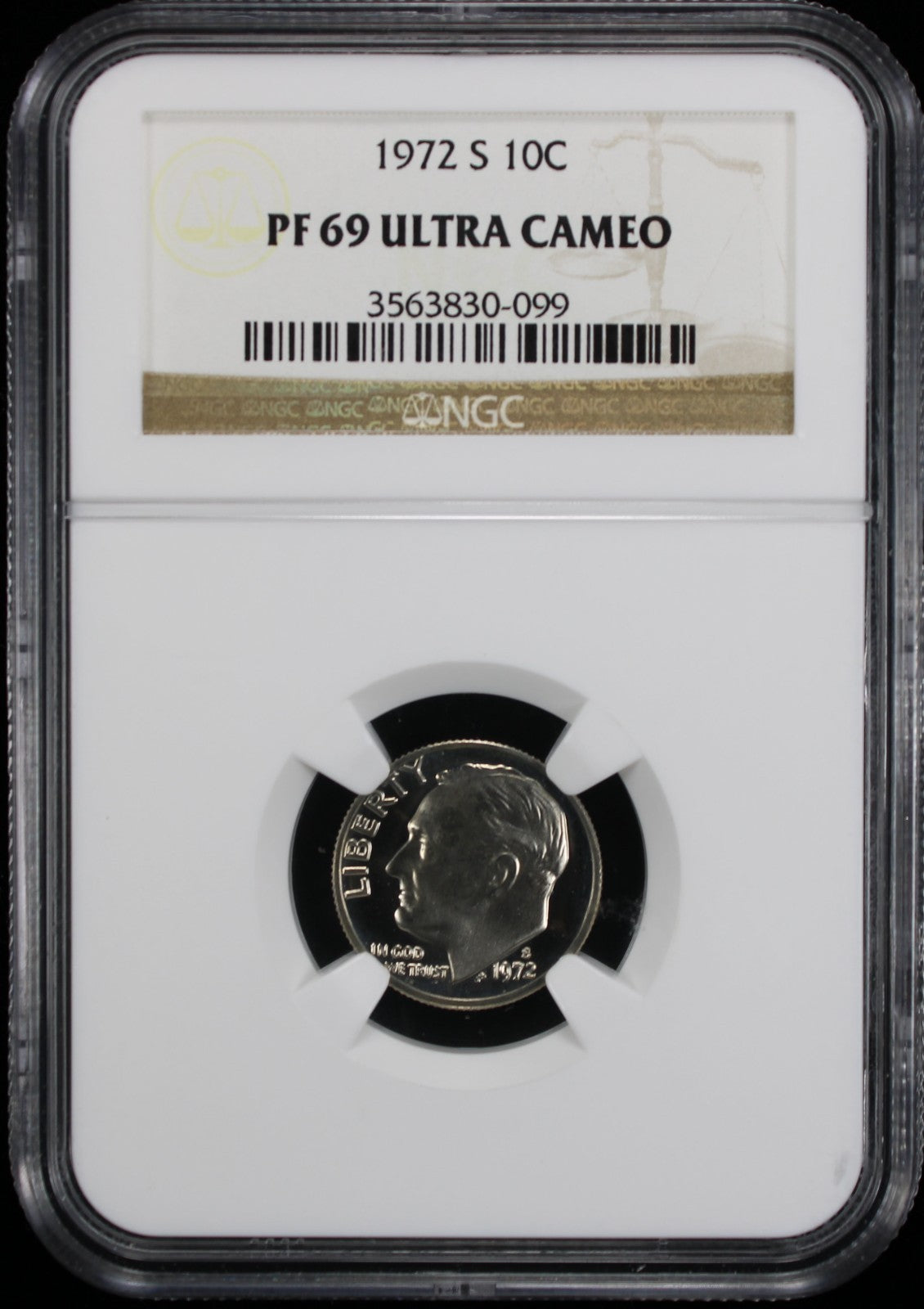 1972-S Proof Roosevelt Dime 10c NGC PF69 UC Ultra Cameo