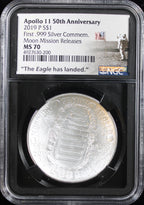 2019 Apollo 11 50th Anniversary Moon Missions Releases $1 NGC MS70