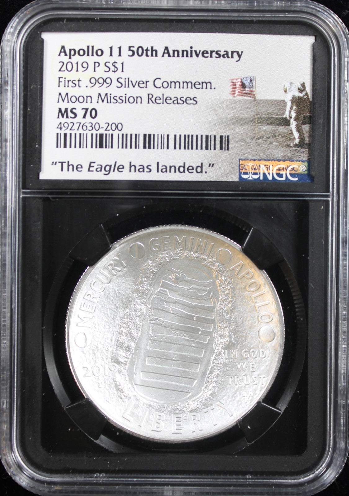 2019 Apollo 11 50th Anniversary Moon Missions Releases $1 NGC MS70