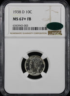 1938-D Mercury 10c NGC MS67+ Full Bands CAC