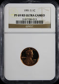 1991-S Proof Lincoln Cent 1c PCGS PR69 Rd RED Ultra Cameo