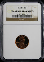 1991-S Proof Lincoln Cent 1c PCGS PR69 Rd RED Ultra Cameo