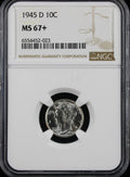 1945-D Mercury 10c NGC MS67+