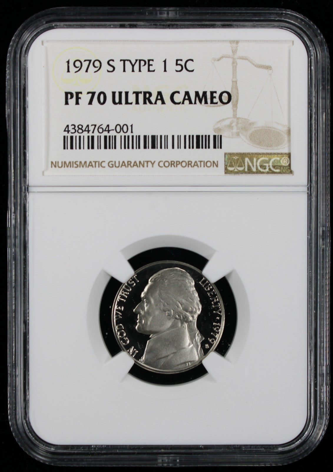 1979-S Jefferson Proof Nickel Type 1 5c NGC PF70 Ultra Cameo