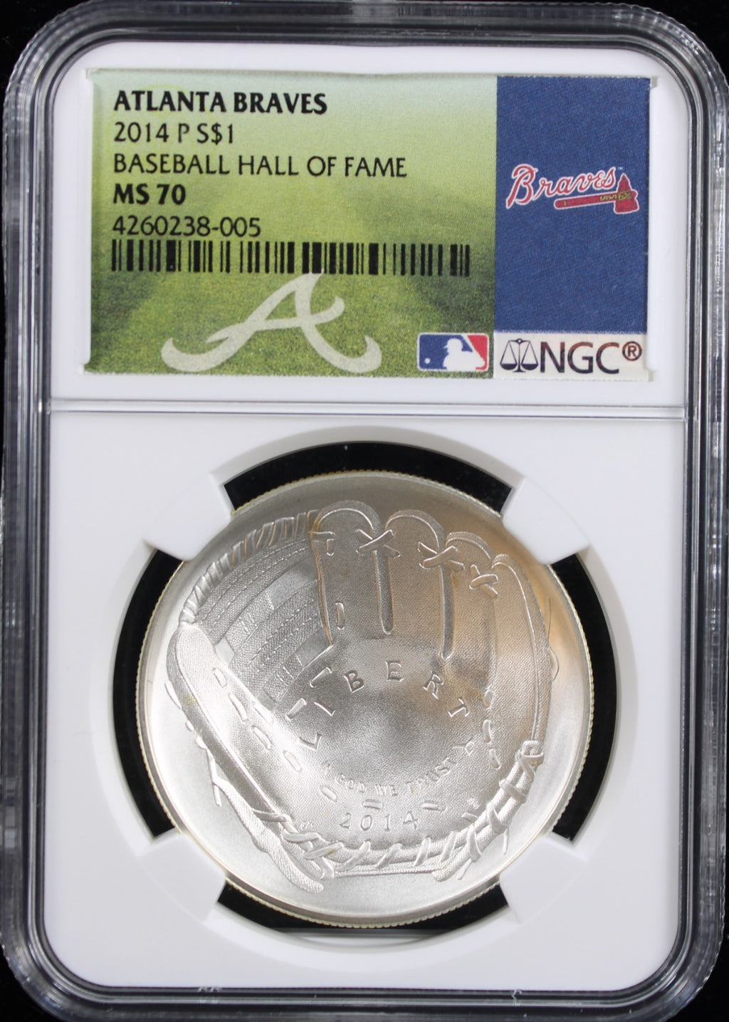 Atlanta Braves 2014 Baseball Hall of Fame $1 NGC MS70