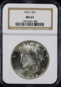 1922 Peace $1 NGC MS63