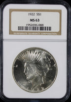 1922 Peace $1 NGC MS63