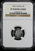 1996-S Proof Roosevelt Dime 10c NGC PF70 UCAM Ultra Cameo Silver