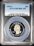 1993-S Proof Washington Quarter 25c PCGS PR70 DCAM Deep Cameo