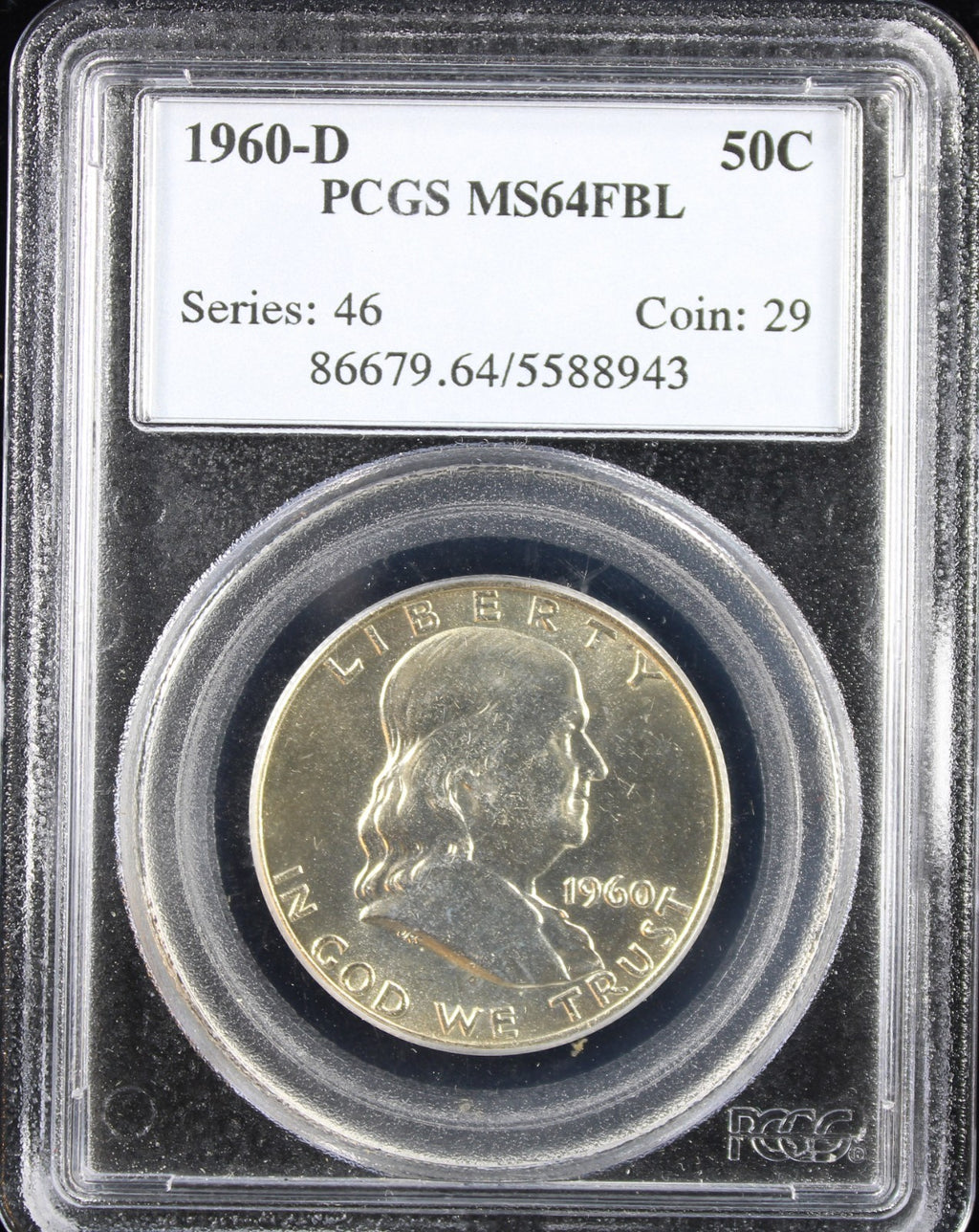 1960-D Franklin Half Dollar 50c PCGS MS64 FBL
