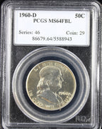 1960-D Franklin Half Dollar 50c PCGS MS64 FBL