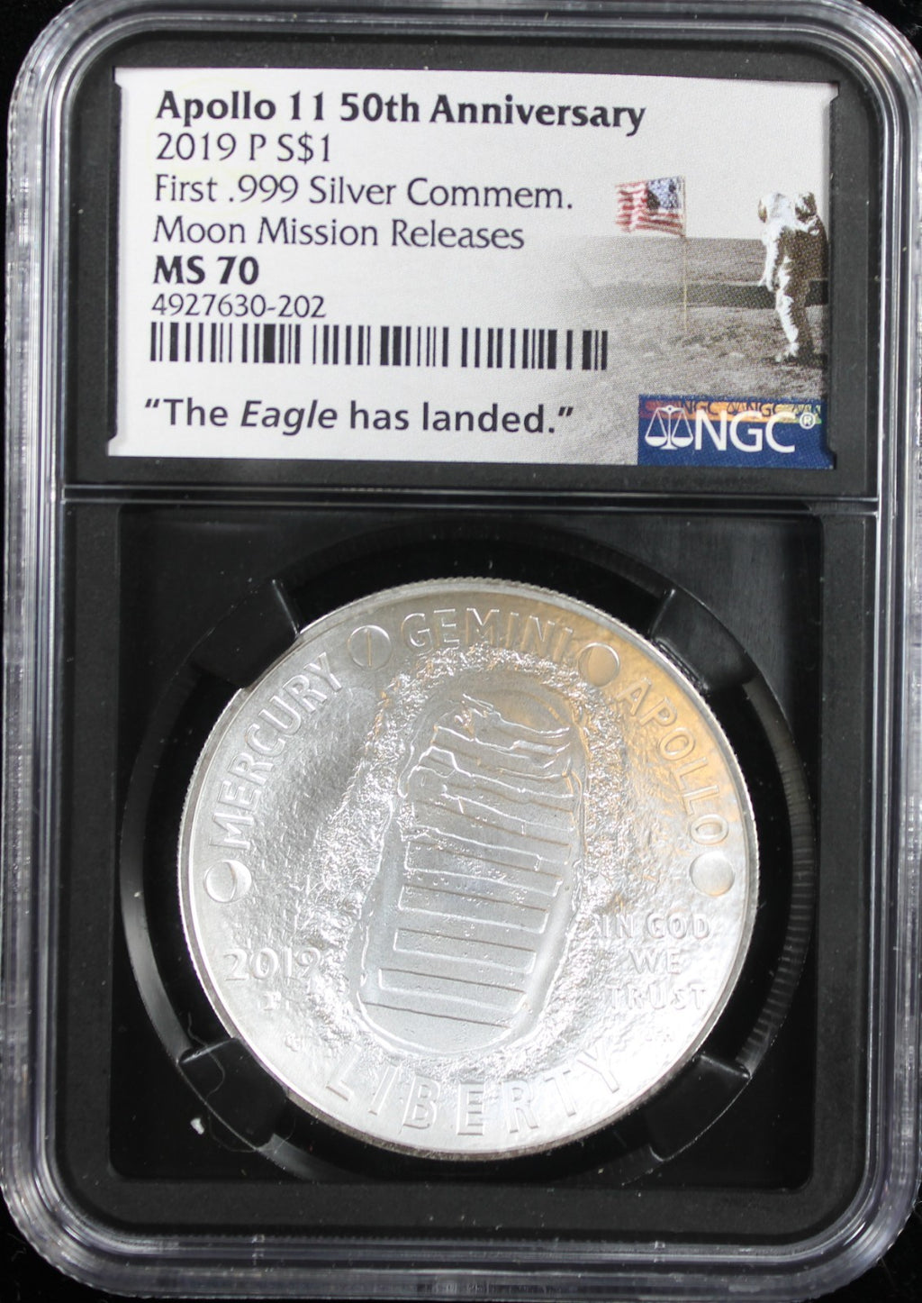 2019 Apollo 11 50th Anniversary Moon Missions Releases $1 NGC MS70