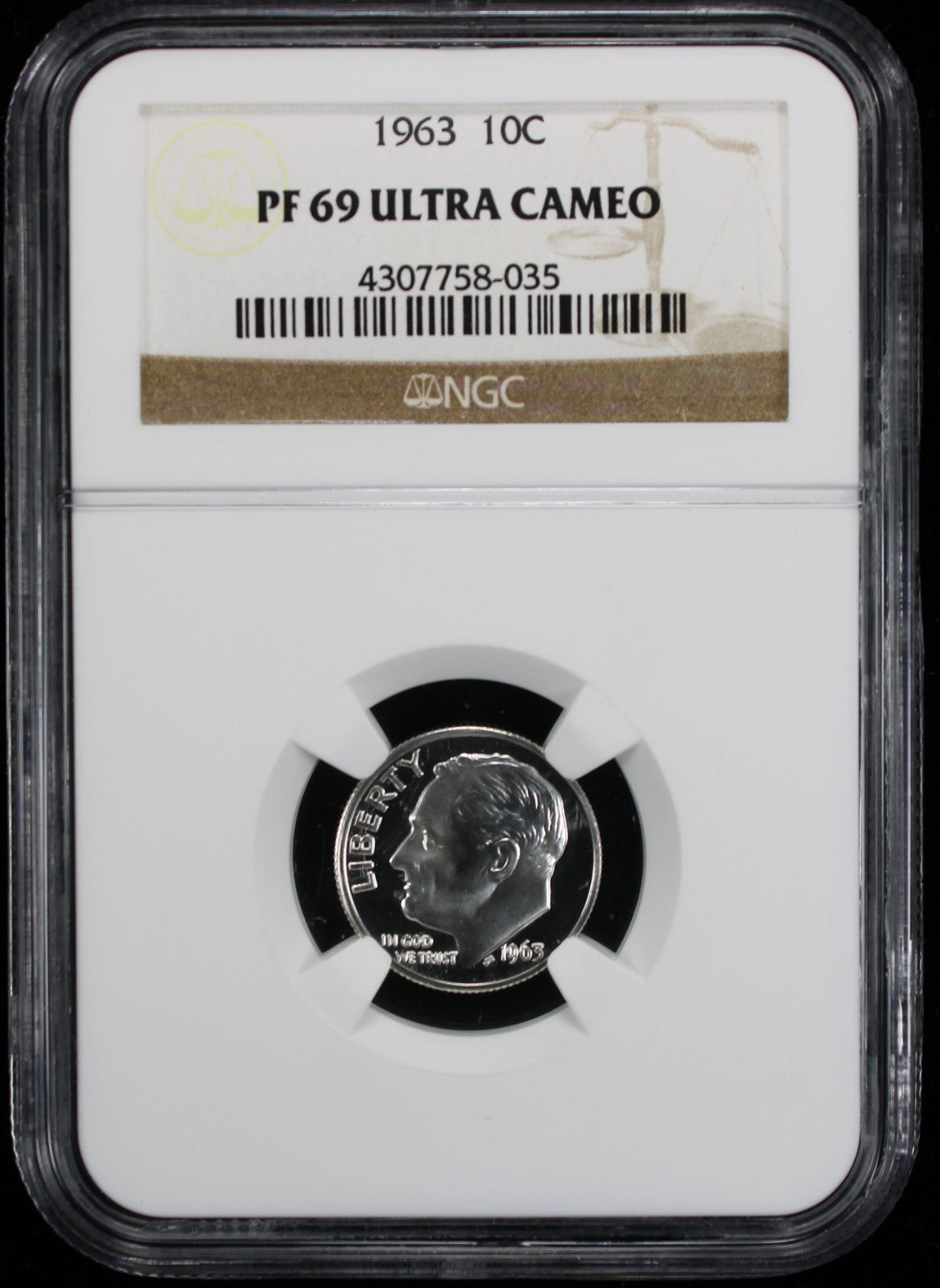 1963 Proof Roosevelt Silver Dime 10c NGC PF69 UC Ultra Cameo