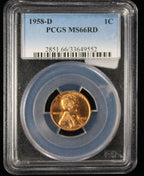 1958-D Wheat Lincoln Cent 1c PCGS MS66 RD