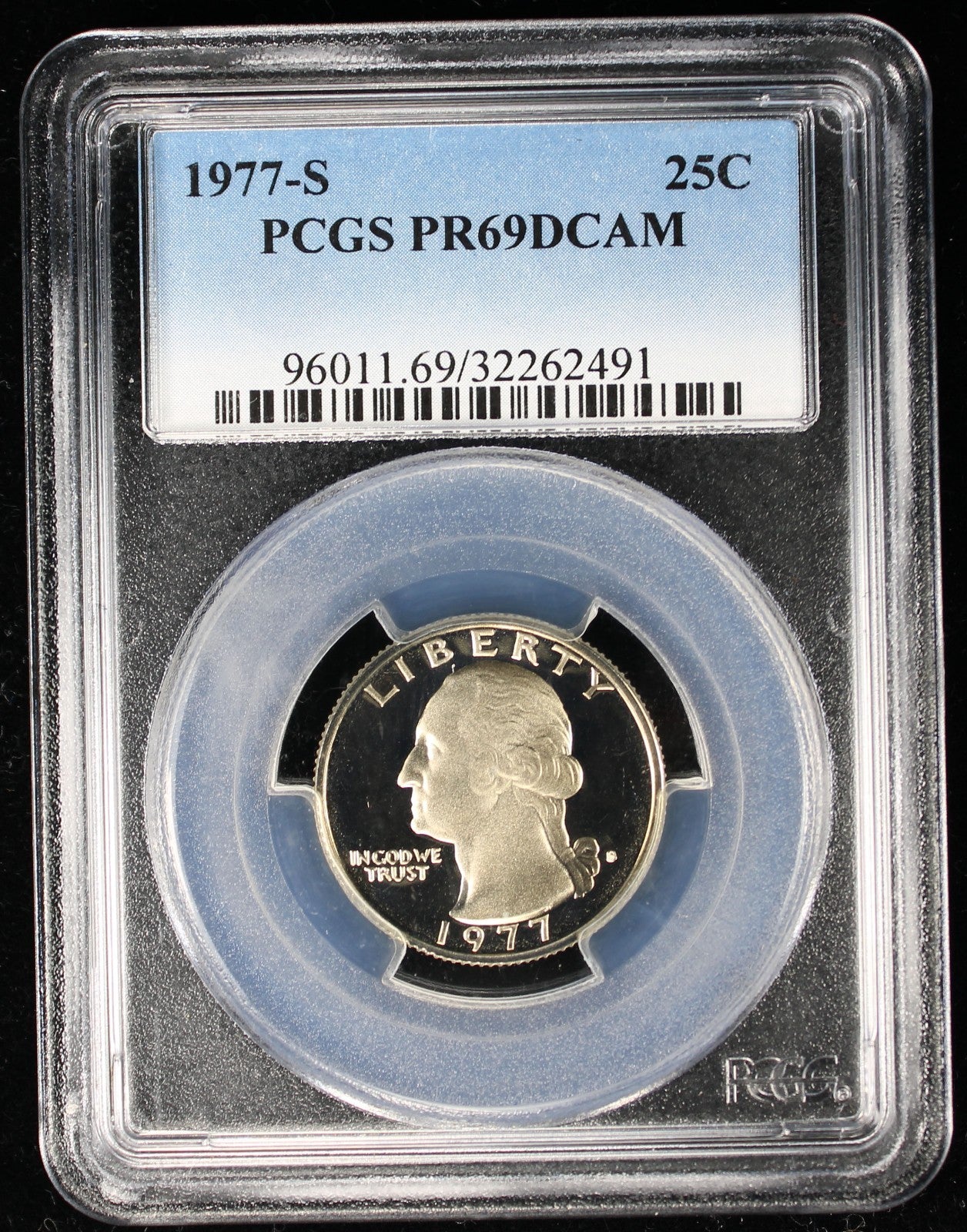 1977-S Proof Washington Quarter 25c PCGS PR69 DCAM Deep Cameo