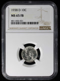 1938-D Mercury Dime 10c NGC MS65FB Full Bands