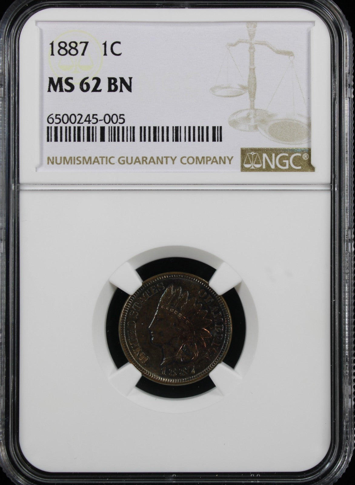 1887 1c NGC MS62BN
