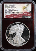 2021-W T1 Silver Eagle Congratulations Set First Day of Issue PF70 Ultra Cameo