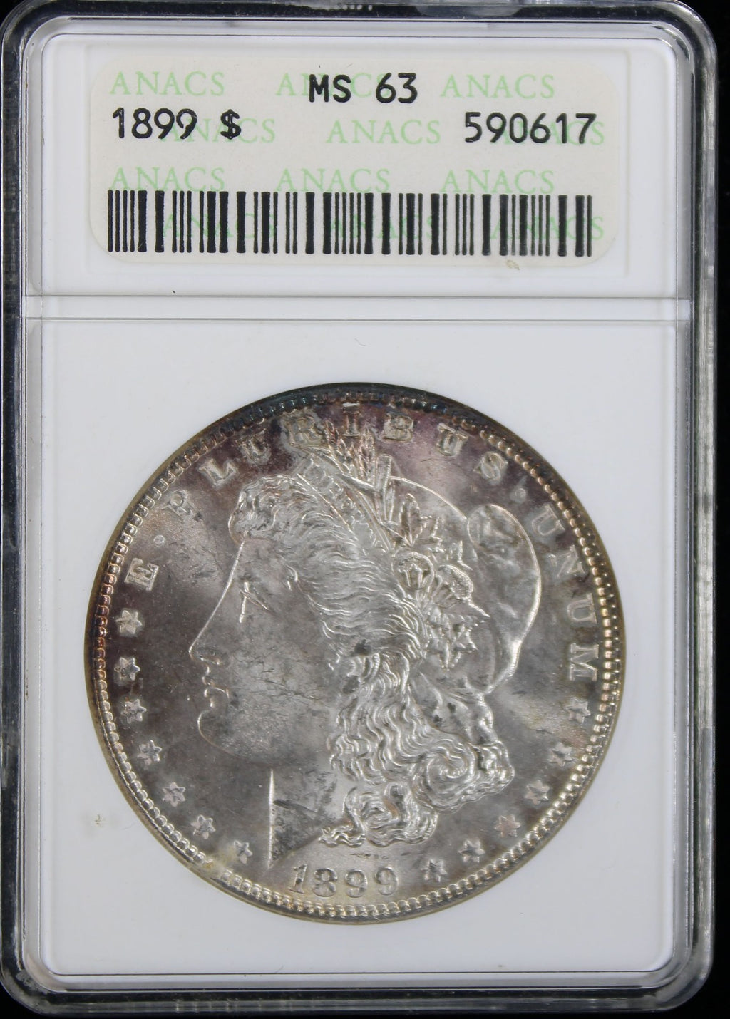 1899 $1 Morgan ANACS Soapbox MS63