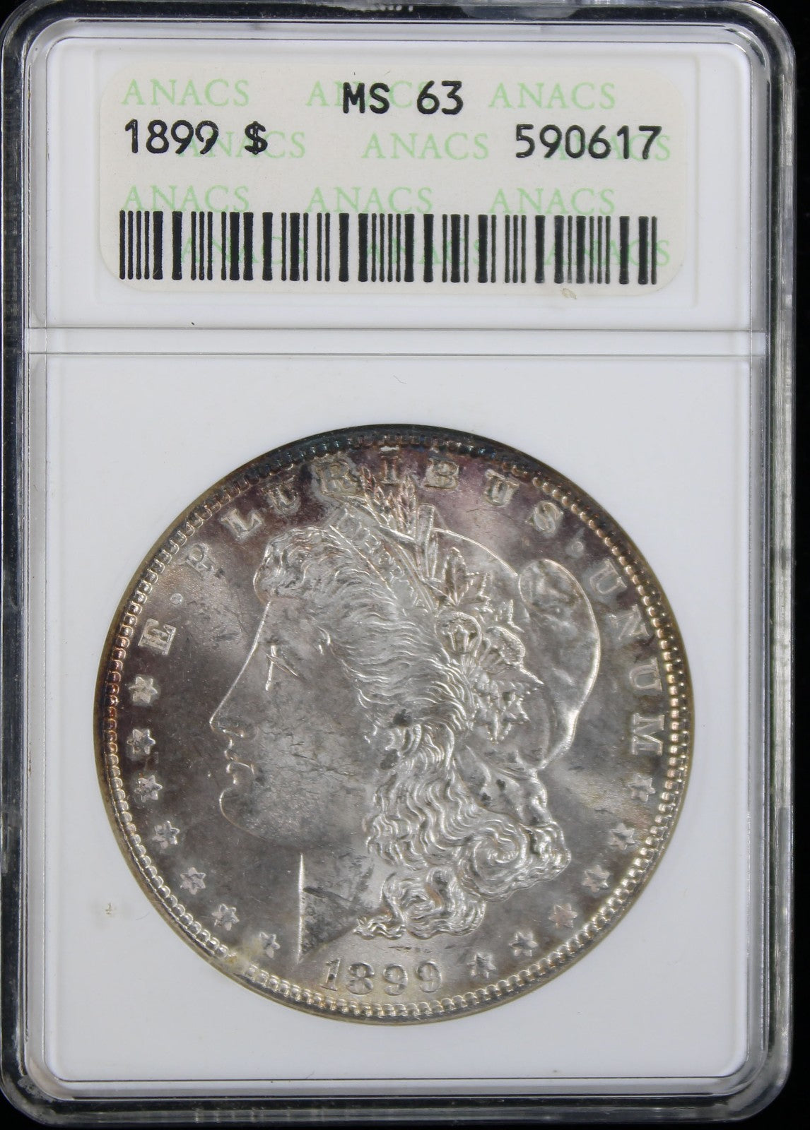 1899 $1 Morgan ANACS Soapbox MS63