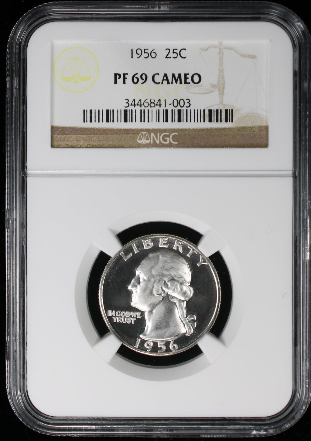 1956 Proof Washington Silver Quarter 25c NGC PF69 Cameo