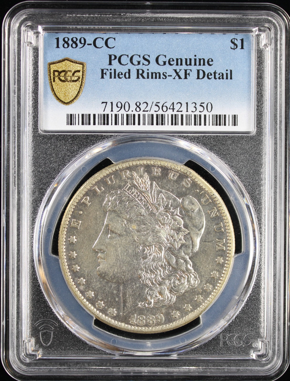 1889-CC $1 Morgan PCGS Filed Rims XF Detail